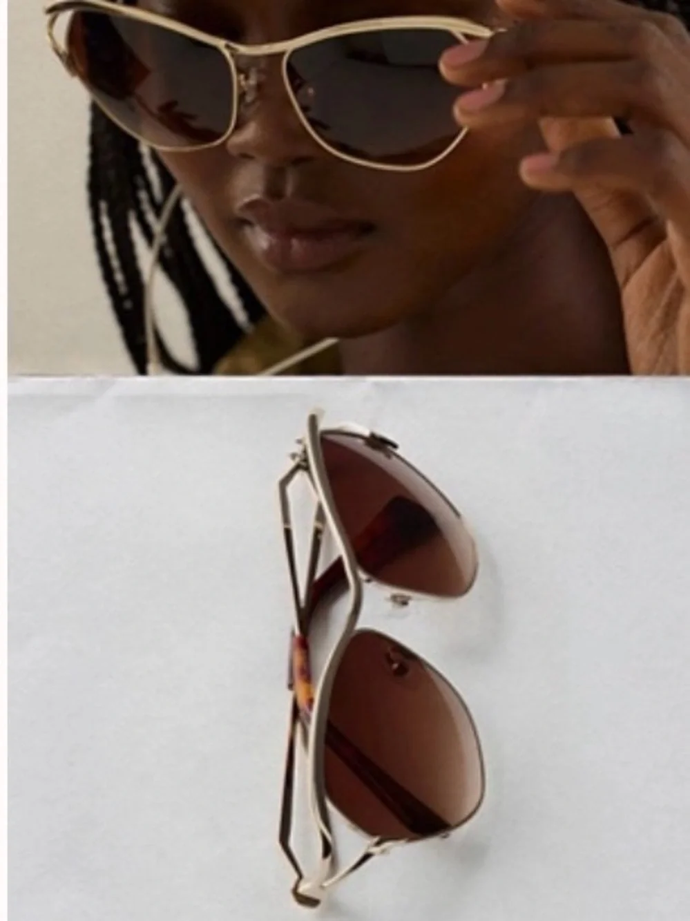 Free People Gold Frame Brown Lens Aviator Sunglasses